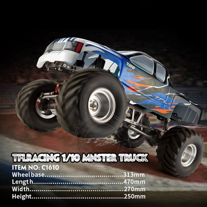 TFL RC Rennwagen 1/10 Monster Truck Fernbedienung Crawler Metallchassis KIT Modell C1610 ohne Funkmotor Batterie