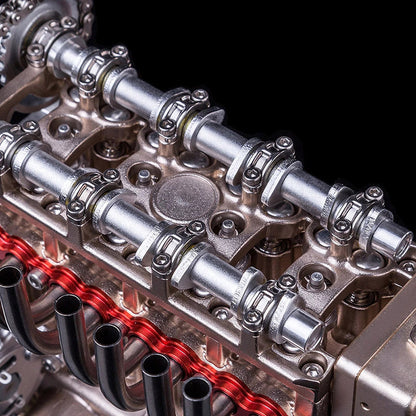 Metallmotor-Modellbausatz TECHING Inline-4-Zylinder-Maschinenmontagespielzeug mit Batterie Mechanisches Kunstdekorationsteil