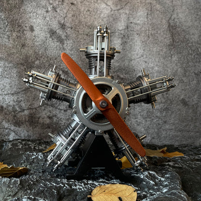 TECHING Elektromotor Fünfzylinder Radialsimulation DIY-Modellbausätze Display Mechanische Kunst Dekorationsteil mit Batterie