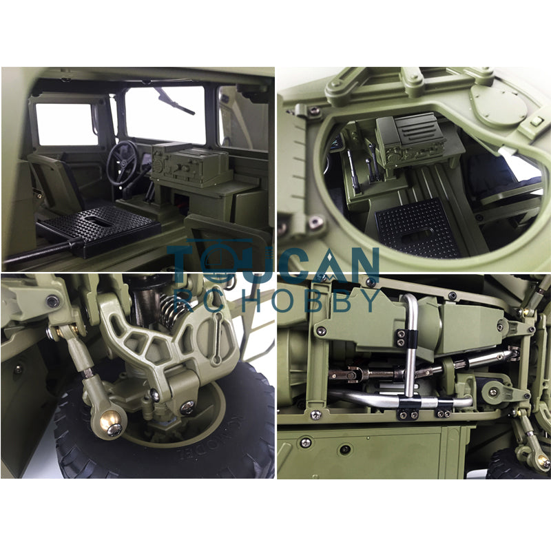 TOUCAN RC HOBBY HG 1/10 RC Green 4*4 P408 U.S. Military Vehicle Racing Car 2Speed ESC Motor 16CH Radio W/O Battery Charger Light & Sound System