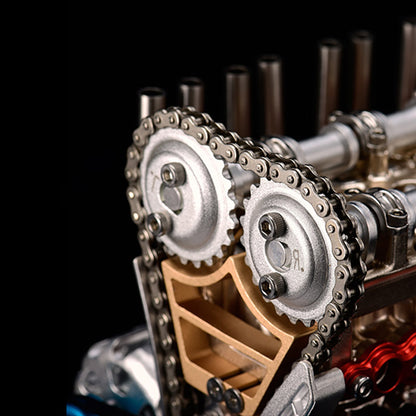 Metallmotor-Modellbausatz TECHING Inline-4-Zylinder-Maschinenmontagespielzeug mit Batterie Mechanisches Kunstdekorationsteil