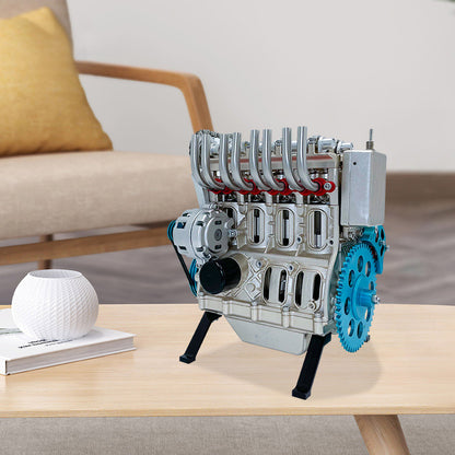 Metallmotor-Modellbausatz TECHING Inline-4-Zylinder-Maschinenmontagespielzeug mit Batterie Mechanisches Kunstdekorationsteil