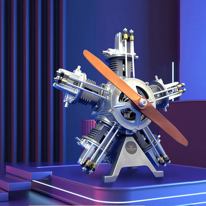 TECHING Elektromotor Fünfzylinder Radialsimulation DIY-Modellbausätze Display Mechanische Kunst Dekorationsteil mit Batterie