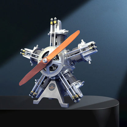 TECHING Elektromotor Fünfzylinder Radialsimulation DIY-Modellbausätze Display Mechanische Kunst Dekorationsteil mit Batterie