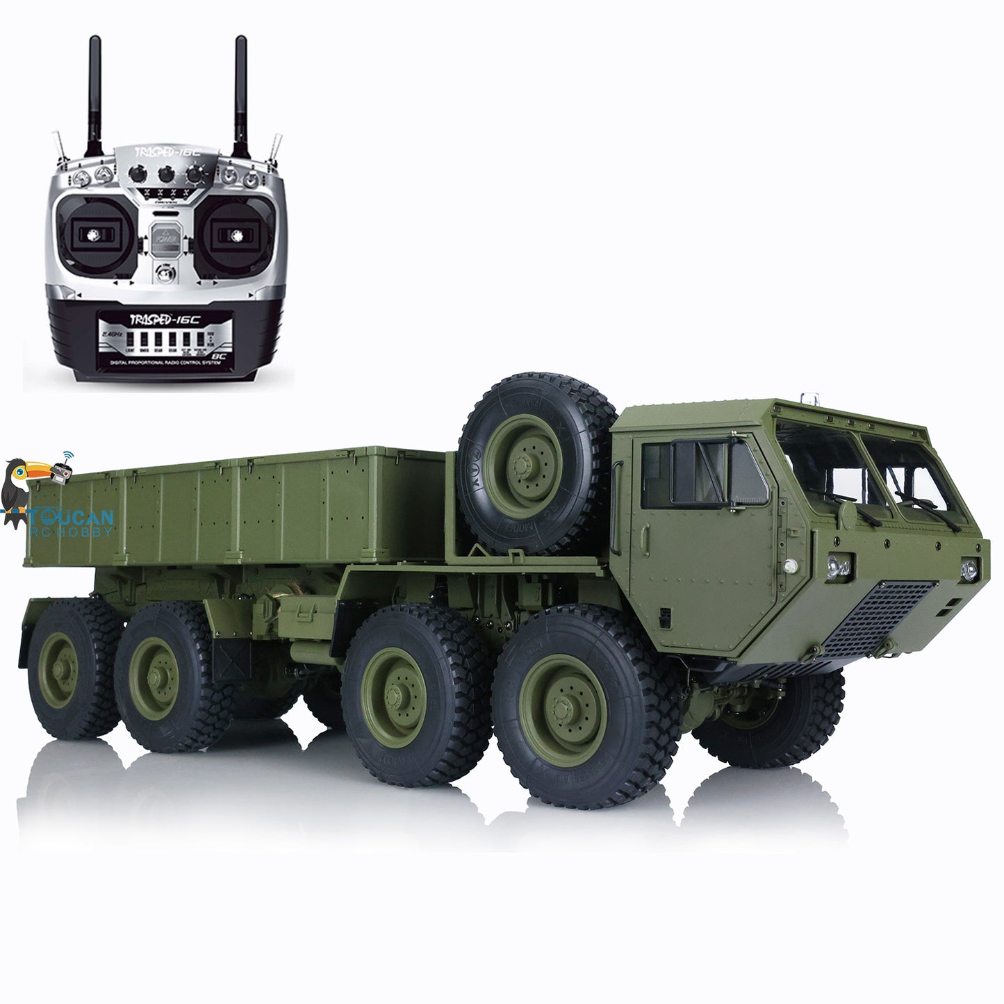 HG 1/12 RC US Militär-LKW Ferngesteuertes Fahrzeug Metall 8x8 Chassis Differentialachsen 2-Gang-Getriebe 2.4G Funkmotor P801 