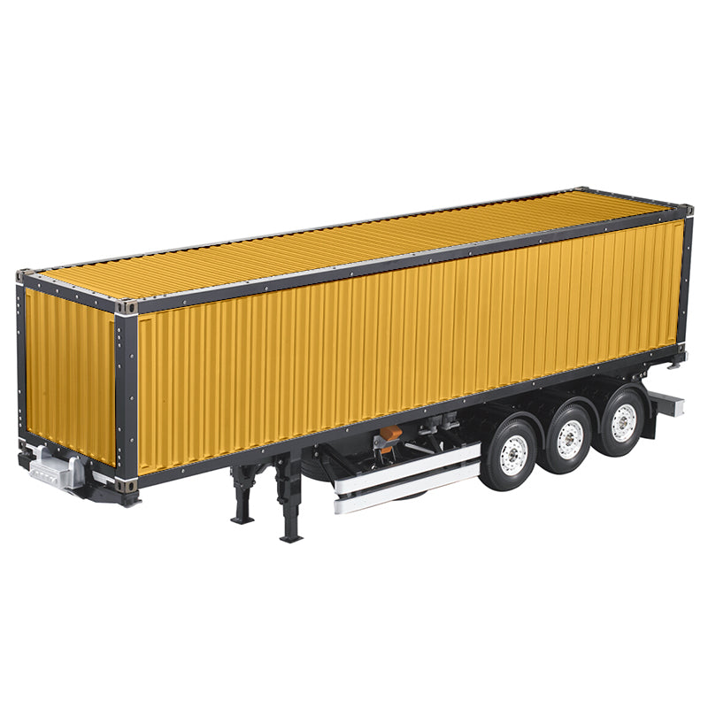 1/14 Toucanrc Ersatzfernbedienung 40ft Container 3 Achsen Chassis Sattelzugmaschine Sattelzug Gelb lackiert Modell Unmontiert
