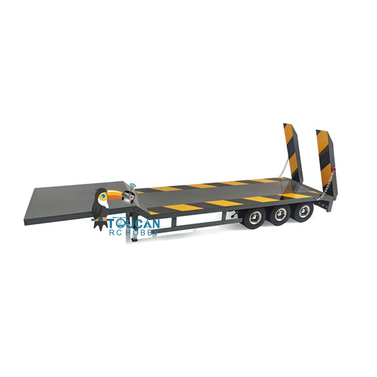 100*23CM Grau Metall Rad Naben 3 Achsen Schwere Anhänger Lichter LED W/Unterstützung Beine Hinten Licht für 1/14 TAMIYA RC Traktor Lkw