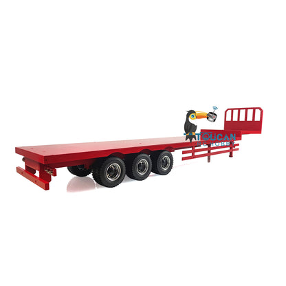 125*23CM Montiert Rot Metall Rad Naben Schwere 3 Achsen Lenkung Anhänger W/Unterstützung Beine Hinten Licht für 1/14 TAMIYA RC Traktor Lkw