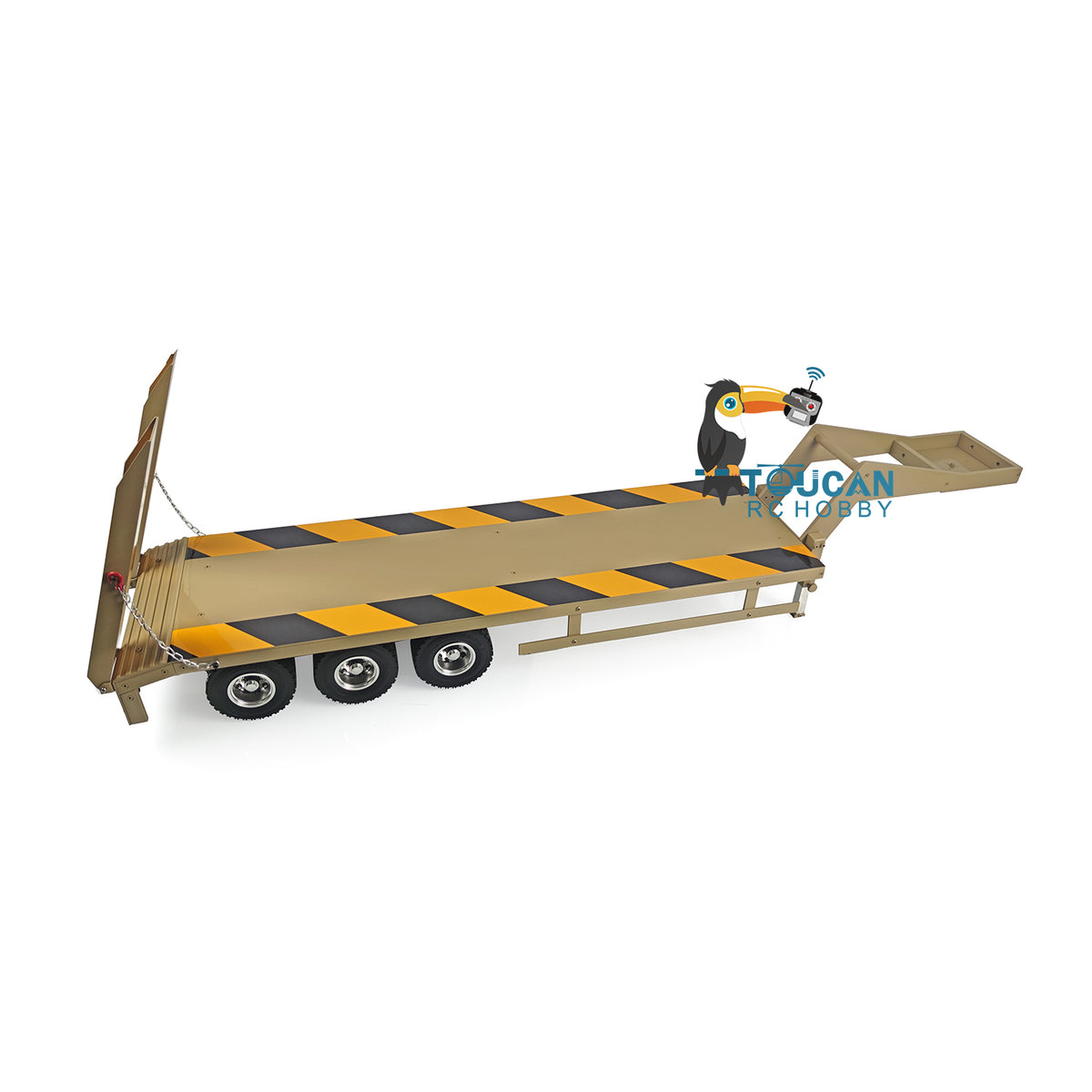 1/12 RC trailer 3-axle heavy duty aluminum yellow with foldable support legs and LED lights