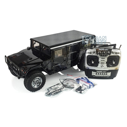 1/10 scale 4x4 civilian off-road RC car black metal and plastic body with 550 brushed motor