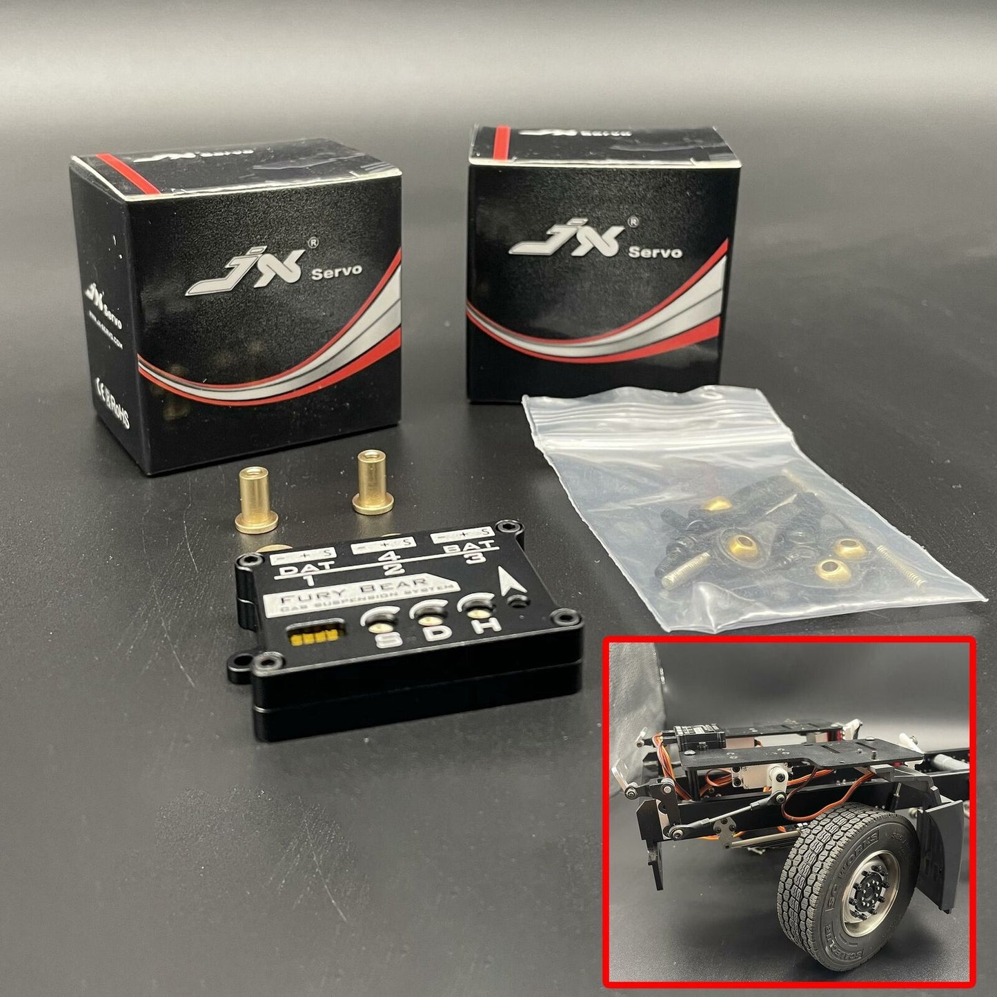 Chassis Suspension System W/Servos Für 1/14 Skala LESU TAMIYA RC Traktor Lkw Dumper Kipper Bau Auto Fahrzeug Modell