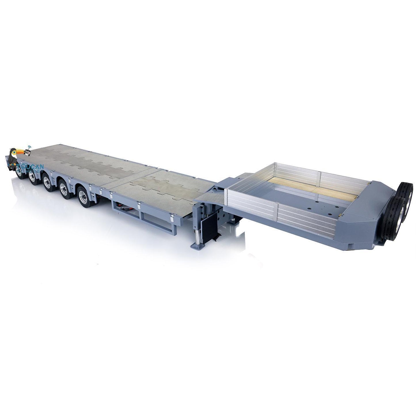 1/14 skala Flache Modul CNC Metall Schwere 5 Achse Lenkung Anhänger W/Licht Motor Servo ESC Für TAMIYA RC Traktor lkw Auto Modell