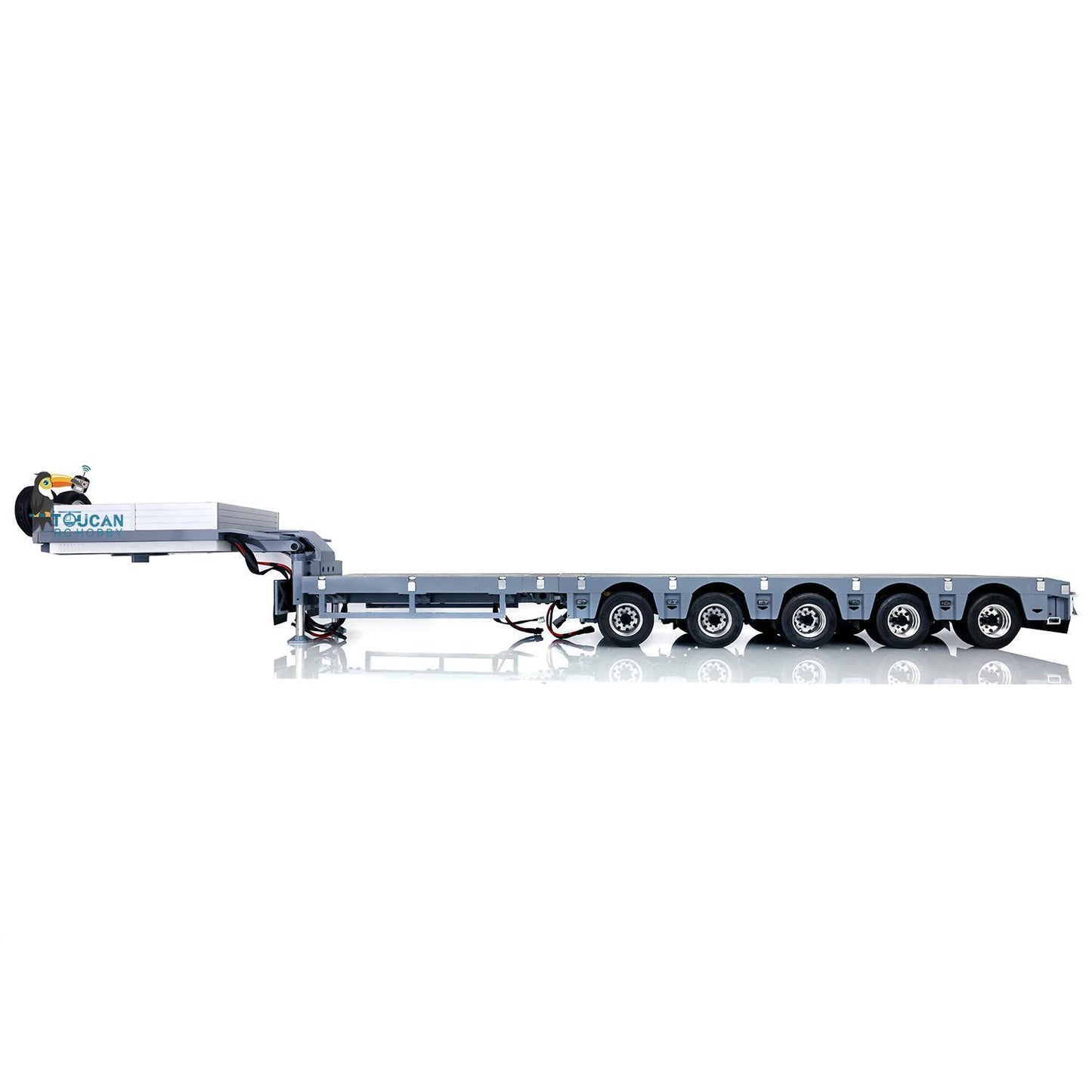 1/14 skala Flache Modul CNC Metall Schwere 5 Achse Lenkung Anhänger W/Licht Motor Servo ESC Für TAMIYA RC Traktor lkw Auto Modell