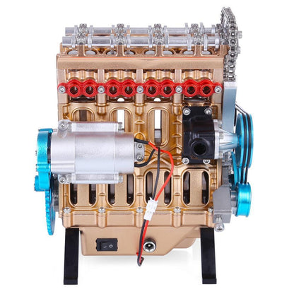Metallmotor-Modellbausatz TECHING Inline-4-Zylinder-Maschinenmontagespielzeug mit Batterie Mechanisches Kunstdekorationsteil