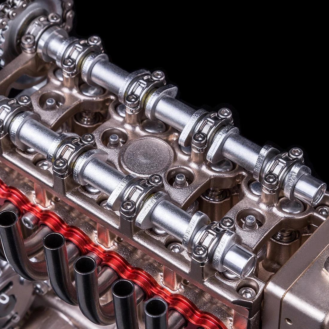 Metallmotor-Modellbausatz TECHING Inline-4-Zylinder-Maschinenmontagespielzeug mit Batterie Mechanisches Kunstdekorationsteil