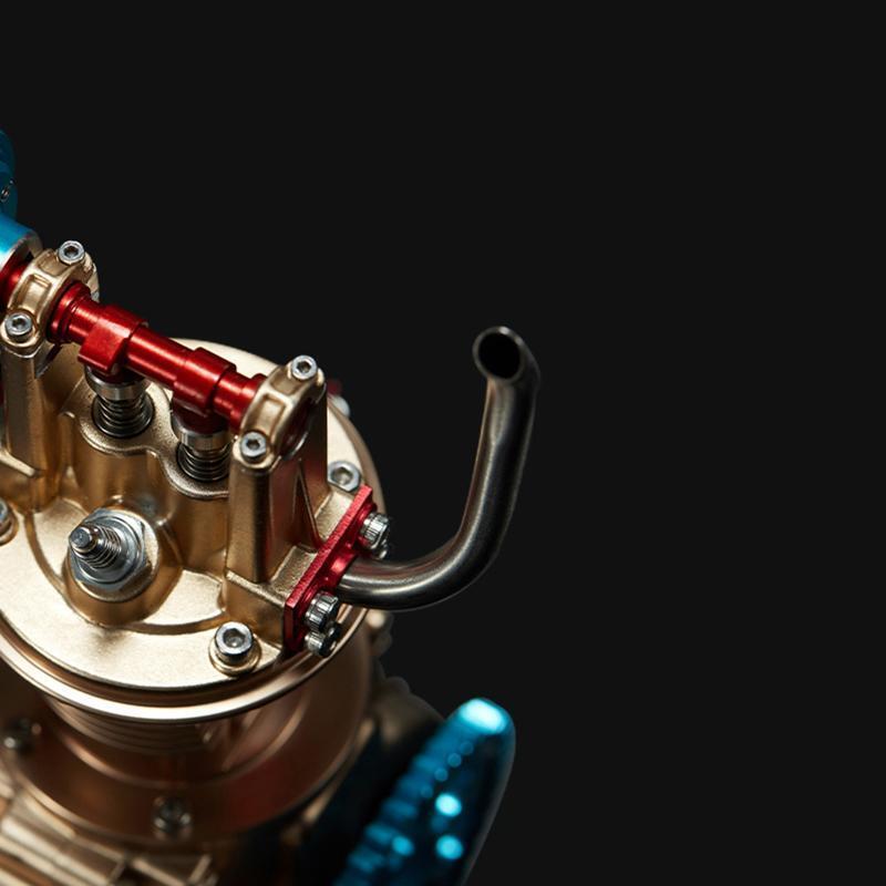 TECHING Ganzmetall-Mini-Einzylinder-Automotor-Montagemodellbausätze, Display, mechanisches Kunstdekorationsteil mit Batterie