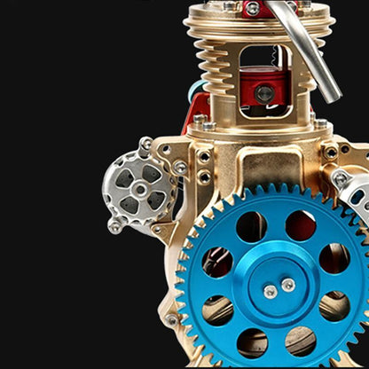 TECHING Ganzmetall-Mini-Einzylinder-Automotor-Montagemodellbausätze, Display, mechanisches Kunstdekorationsteil mit Batterie